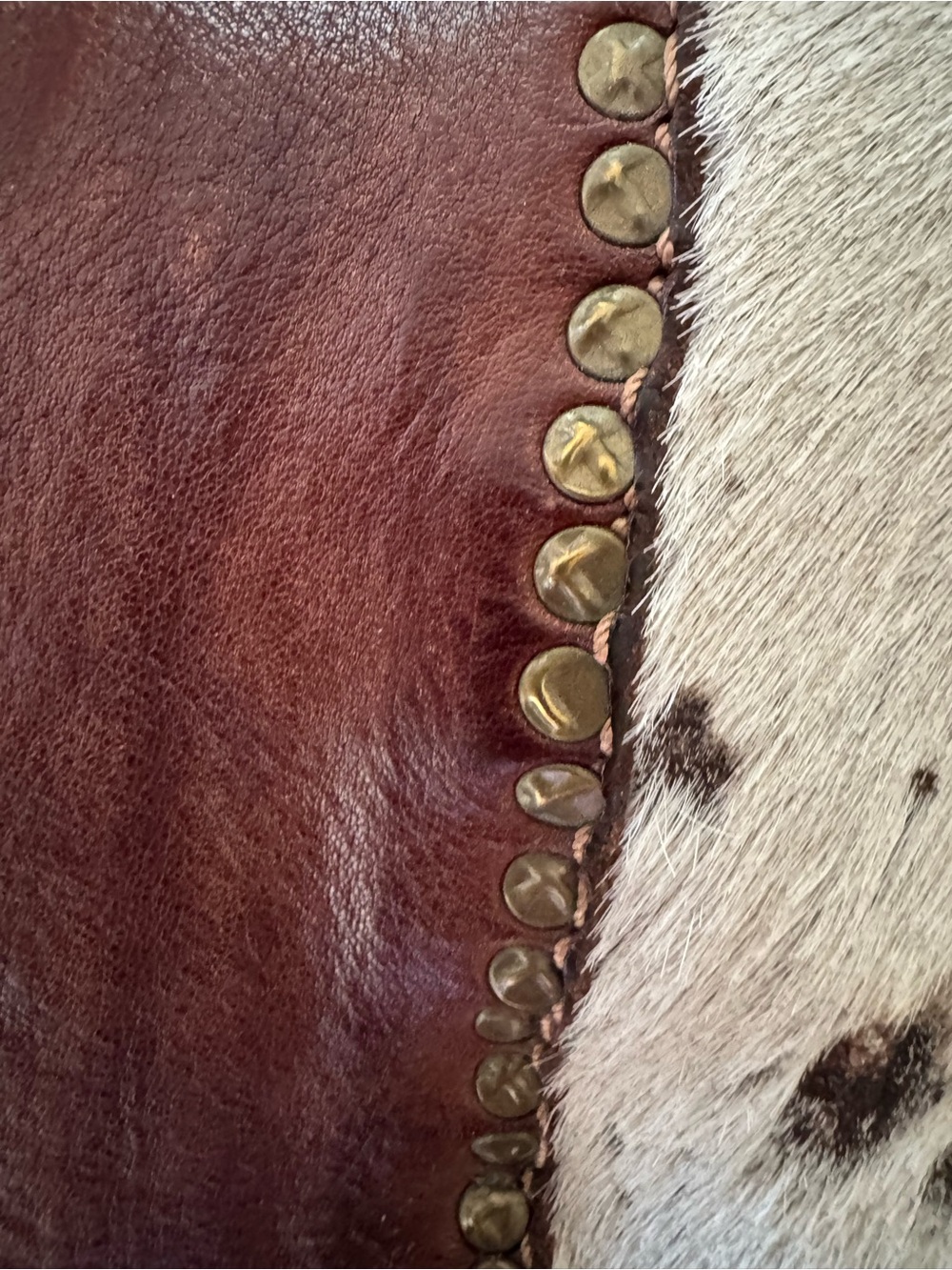 Campomaggi Brown Leather and Cowhide Patchwork Tote Bag w/ crossbody strap - Picture 4 of 11